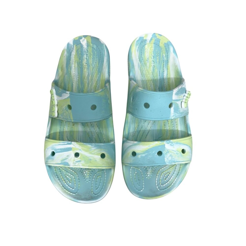 Crocs Classic Marbled Sandal Slide in Pure Water Women's size 10 Men's size 8 - Picture 2 of 9